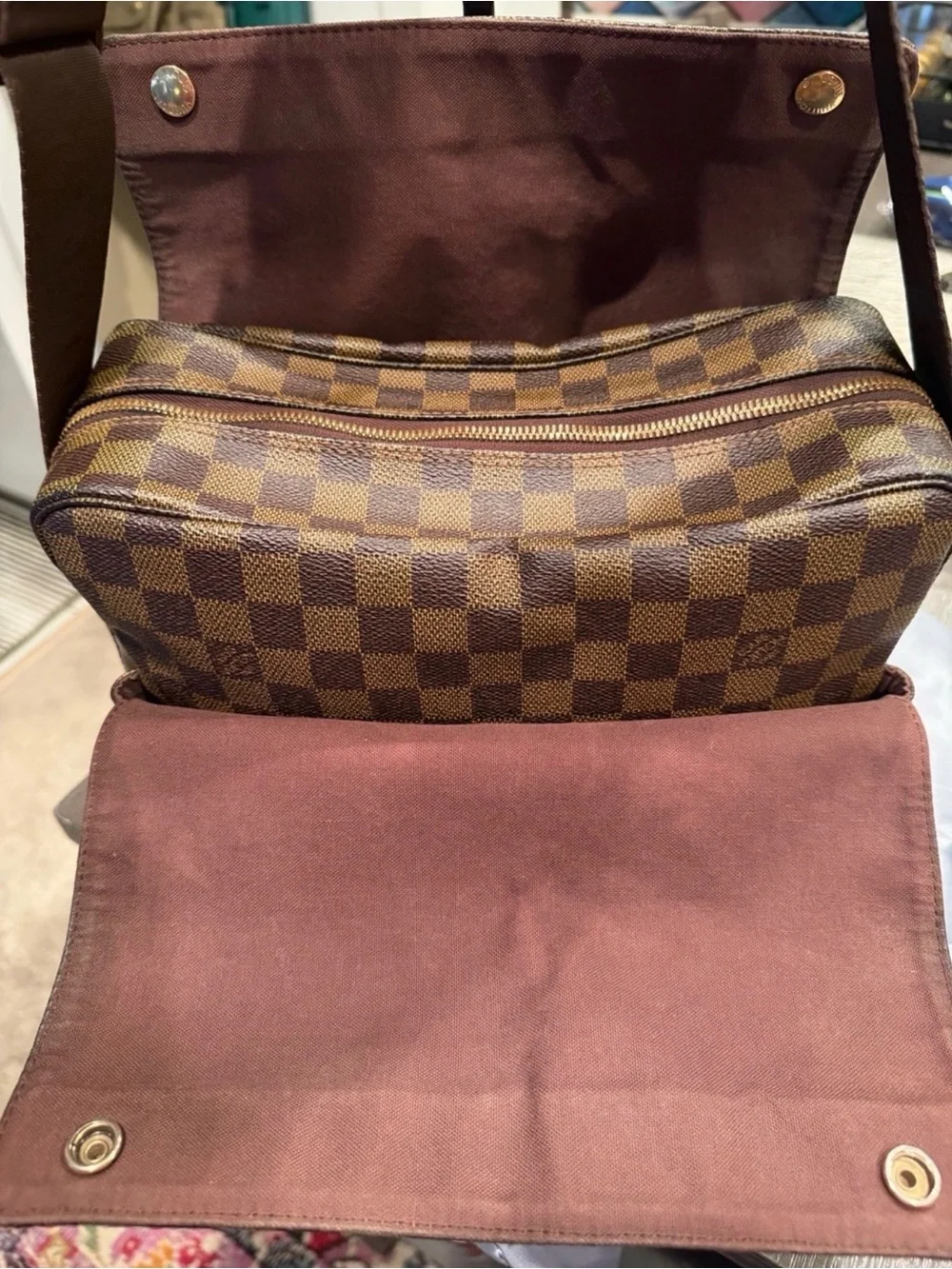 Louis Vuitton Men's Brown Checkered Messenger Bag - Canvas Shoulder Bag - Picture 8 of 12